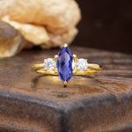 Unique Wrapped 6-Prong Marquise Cut Tanzanite Engagement Ring - Additional view