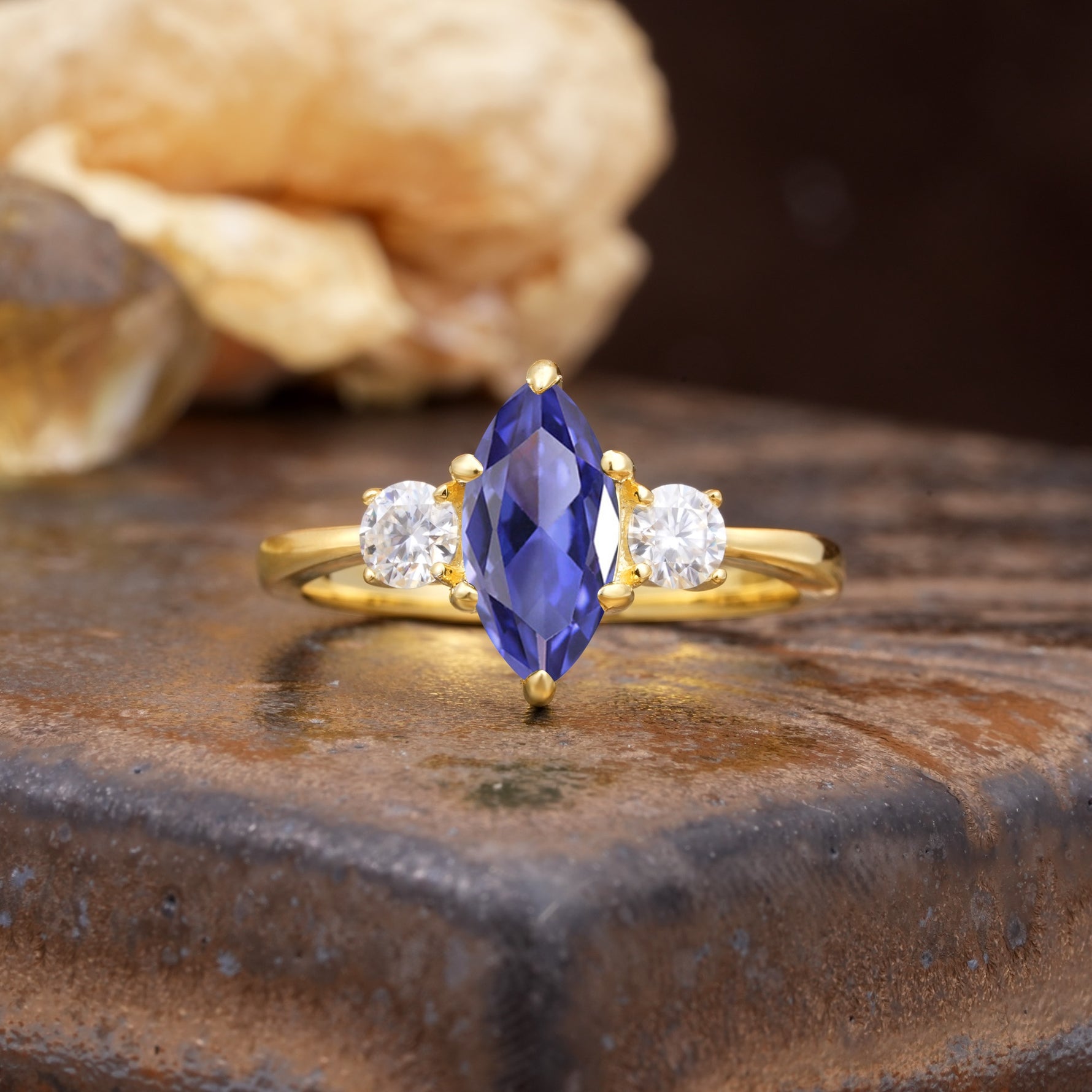 Unique Wrapped 6-Prong Marquise Cut Tanzanite Engagement Ring - Additional view