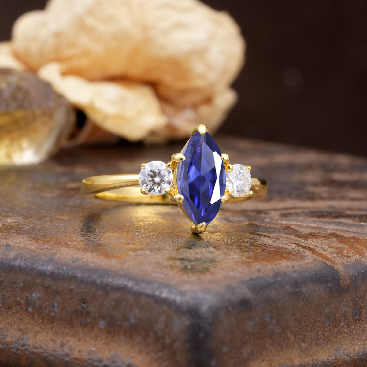 Unique Wrapped 6-Prong Marquise Cut Tanzanite Engagement Ring - Additional view