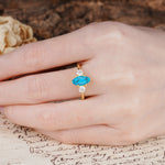 Unique Wrapped 6-Prong Marquise Cut Turquoise Engagement Ring - Additional view