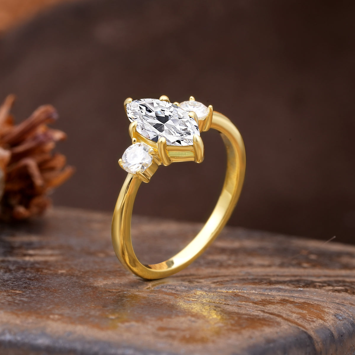 Unique Wrapped 6-Prong Marquise Cut Lab Diamond Engagement Ring - Additional view