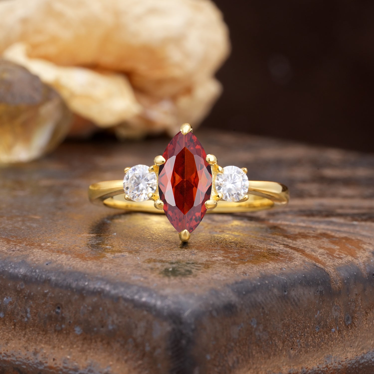 Unique Wrapped 6-Prong Marquise Cut Garnet Engagement Ring