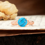 Nature-Inspired, Uniquely Luxurious 4-Prong Round Cut Turquoise Engagement Ring - Additional view