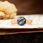 Nature-Inspired, Uniquely Luxurious 4-Prong Round Cut Black Rutilated Quartz Engagement Ring - Additional view
