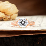 Nature-Inspired, Uniquely Luxurious 4-Prong Round Cut Lab Diamond Engagement Ring - Additional view