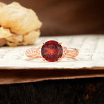 Nature-Inspired, Uniquely Luxurious 4-Prong Round Cut Garnet Engagement Ring - Additional view
