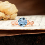 Nature-Inspired, Uniquely Luxurious 4-Prong Round Cut Aquamarine Engagement Ring - Additional view