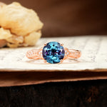 Nature-Inspired, Uniquely Luxurious 4-Prong Round Cut Alexandrite Engagement Ring - Additional view