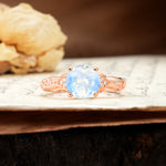 Nature-Inspired, Uniquely Luxurious 4-Prong Round Cut Moonstone Engagement Ring - Additional view