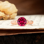 Nature-Inspired, Uniquely Luxurious 4-Prong Round Cut Ruby Engagement Ring - Additional view