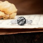 Nature-Inspired, Uniquely Luxurious 4-Prong Round Cut Black Rutilated Quartz Engagement Ring - Additional view