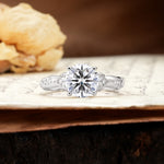 Nature-Inspired, Uniquely Luxurious 4-Prong Round Cut Lab Diamond Engagement Ring - Additional view