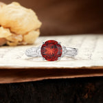 Nature-Inspired, Uniquely Luxurious 4-Prong Round Cut Garnet Engagement Ring - Additional view