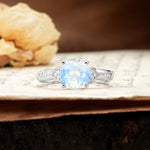 Nature-Inspired, Uniquely Luxurious 4-Prong Round Cut Moonstone Engagement Ring - Additional view