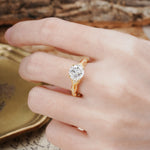 Nature-Inspired, Uniquely Luxurious 4-Prong Round Cut Moissanite Engagement Ring - Additional view