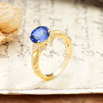 Nature-Inspired, Uniquely Luxurious 4-Prong Round Cut Sapphire Engagement Ring - Additional view