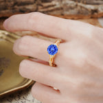 Nature-Inspired, Uniquely Luxurious 4-Prong Round Cut Sapphire Engagement Ring - Additional view