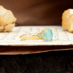 Nature-Inspired, Uniquely Luxurious 4-Prong Round Cut Fire Opal Engagement Ring - Additional view