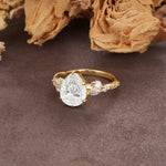 Delicate Leaf Vine Multi 4 Prong Pear Cut Moissanite Engagement Ring - Additional view