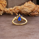 Delicate Leaf Vine Multi 4 Prong Pear Cut Sapphire Engagement Ring - Additional view