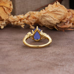 Delicate Leaf Vine Multi 4 Prong Pear Cut Tanzanite Engagement Ring - Additional view