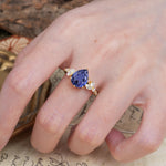 Delicate Leaf Vine Multi 4 Prong Pear Cut Tanzanite Engagement Ring - Additional view
