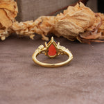Delicate Leaf Vine Multi 4 Prong Pear Cut Garnet Engagement Ring - Additional view