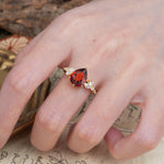 Delicate Leaf Vine Multi 4 Prong Pear Cut Garnet Engagement Ring - Additional view