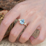 Delicate Leaf Vine Multi 4 Prong Pear Cut Aquamarine Engagement Ring - Additional view