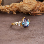 Delicate Leaf Vine Multi 4 Prong Pear Cut Alexandrite Engagement Ring - Additional view