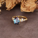 Delicate Leaf Vine Multi 4 Prong Pear Cut Alexandrite Engagement Ring - Additional view
