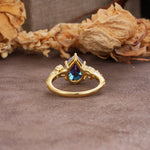 Delicate Leaf Vine Multi 4 Prong Pear Cut Alexandrite Engagement Ring - Additional view