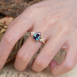 Delicate Leaf Vine Multi 4 Prong Pear Cut Alexandrite Engagement Ring - Additional view