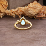 Delicate Leaf Vine Multi 4 Prong Pear Cut Moonstone Engagement Ring - Additional view