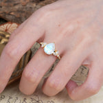 Delicate Leaf Vine Multi 4 Prong Pear Cut Moonstone Engagement Ring - Additional view