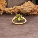 Delicate Leaf Vine Multi 4 Prong Pear Cut Peridot Engagement Ring - Additional view