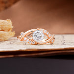 Unique and Luxurious 4-Prong Wrapped Round Cut Moissanite Engagement Ring - Additional view