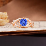 Unique and Luxurious 4-Prong Wrapped Round Cut Sapphire Engagement Ring - Additional view