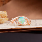 Unique and Luxurious 4-Prong Wrapped Round Cut Fire Opal Engagement Ring - Additional view