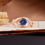 Unique and Luxurious 4-Prong Wrapped Round Cut Tanzanite Engagement Ring - Additional view