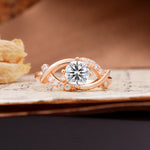 Unique and Luxurious 4-Prong Wrapped Round Cut Lab Diamond Engagement Ring - Additional view