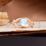 Unique and Luxurious 4-Prong Wrapped Round Cut Moonstone Engagement Ring - Additional view