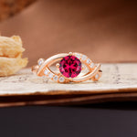 Unique and Luxurious 4-Prong Wrapped Round Cut Ruby Engagement Ring - Additional view