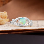 Unique and Luxurious 4-Prong Wrapped Round Cut Fire Opal Engagement Ring - Additional view