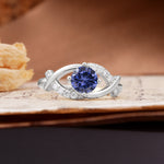 Unique and Luxurious 4-Prong Wrapped Round Cut Tanzanite Engagement Ring - Additional view