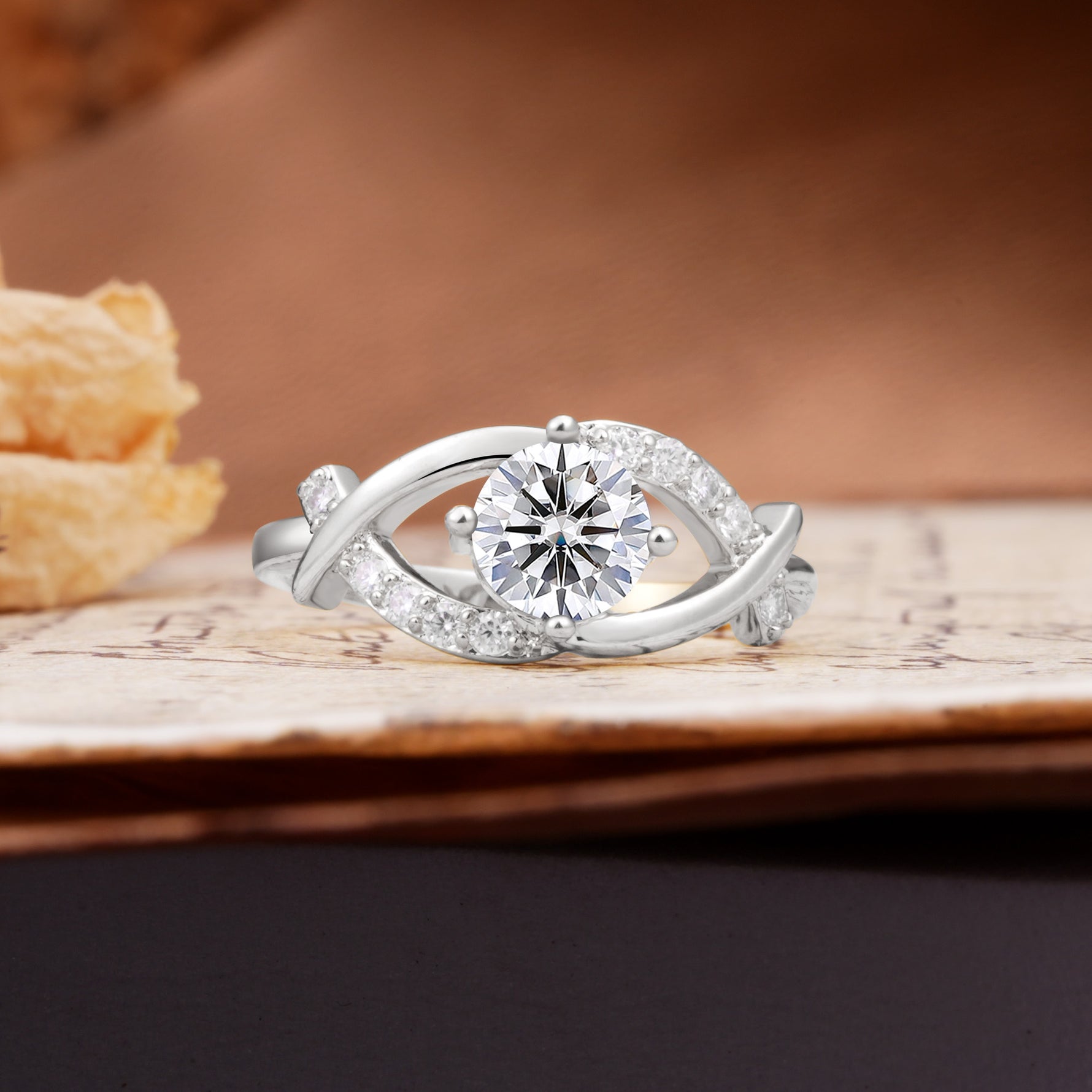 Unique and Luxurious 4-Prong Wrapped Round Cut Lab Diamond Engagement Ring - Additional view