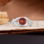 Unique and Luxurious 4-Prong Wrapped Round Cut Garnet Engagement Ring - Additional view