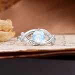 Unique and Luxurious 4-Prong Wrapped Round Cut Moonstone Engagement Ring - Additional view