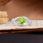 Unique and Luxurious 4-Prong Wrapped Round Cut Peridot Engagement Ring - Additional view