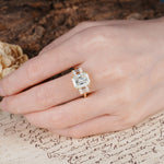 Classic, Luxurious 4-Prong Emerald Cut Moissanite Three Stones Wedding Ring - Additional view